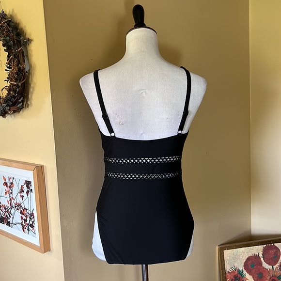 SWIMSUITS FOR ALL Size 10 Vneck Swimsuit Embroidered "Peek-A-Boo" Trim $98 NEW - Picture 14 of 16